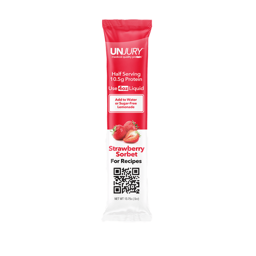 Unjury Strawberry Whey Protein Single Serve Stick Packet