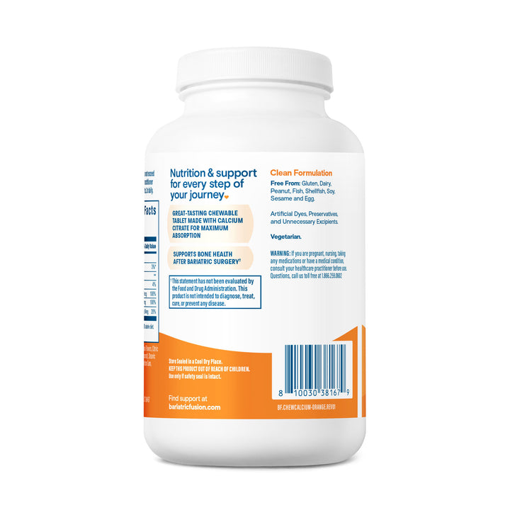 Calcium Citrate Chewable side bottle panel with UPC.