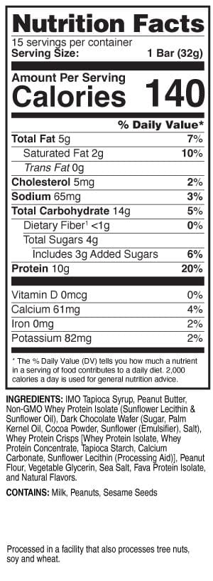 Unjury Chocolate Peanut Butter Mini Protein Bars Nutrition Facts