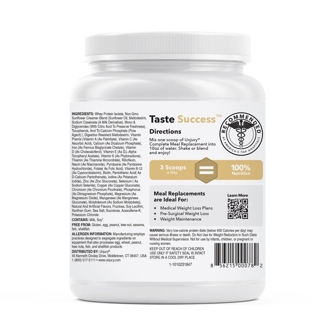 Unjury French Vanilla Protein-Centric Meal Replacement UPC on container
