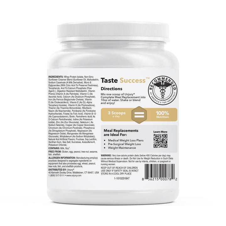 Unjury French Vanilla Protein-Centric Meal Replacement UPC on container