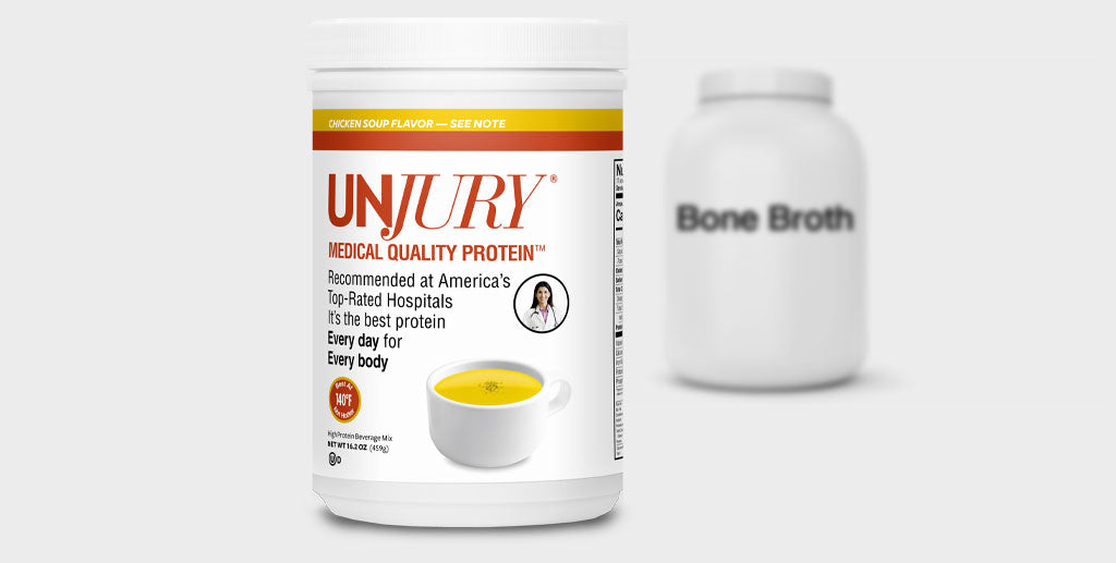 UNJURY Chicken Soup Flavored Protein vs. Bone Broth