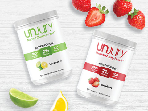 Unjury the highest quality protein available in several flavors including lemon lime and strawberry.