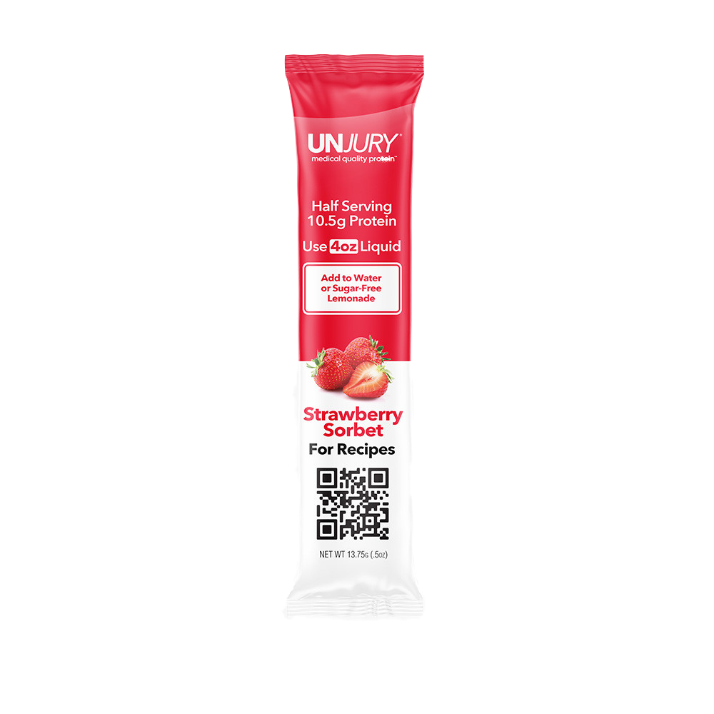 Unjury Strawberry Whey Protein Single Serve Stick Packet