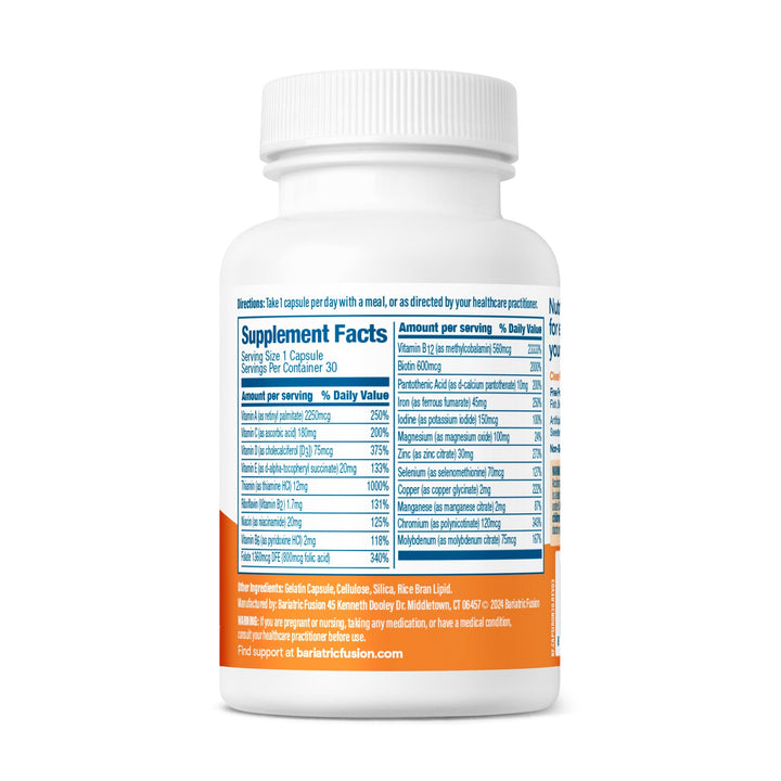 Bariatric Multivitamin Capsule without Iron 60 capsules suggested use, servings and ingredients.