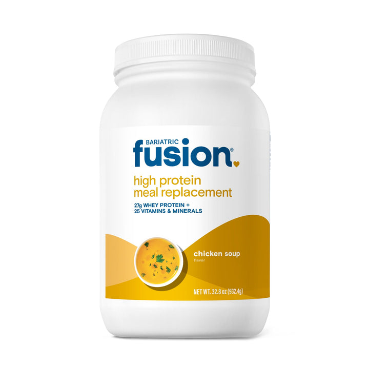 Bariatric Fusion Chicken Soup, a high-protein meal replacement powder.