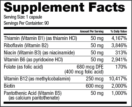 Bariatric Fusion B-50 Complex Supplement Facts