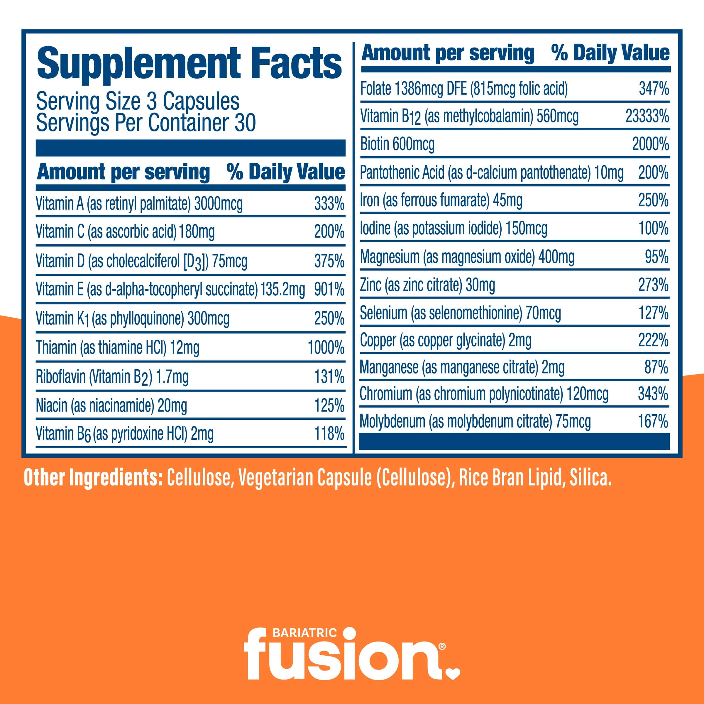 Bariatric Fusion - Bariatric High ADEK Vitamin Capsule with 45mg Iron