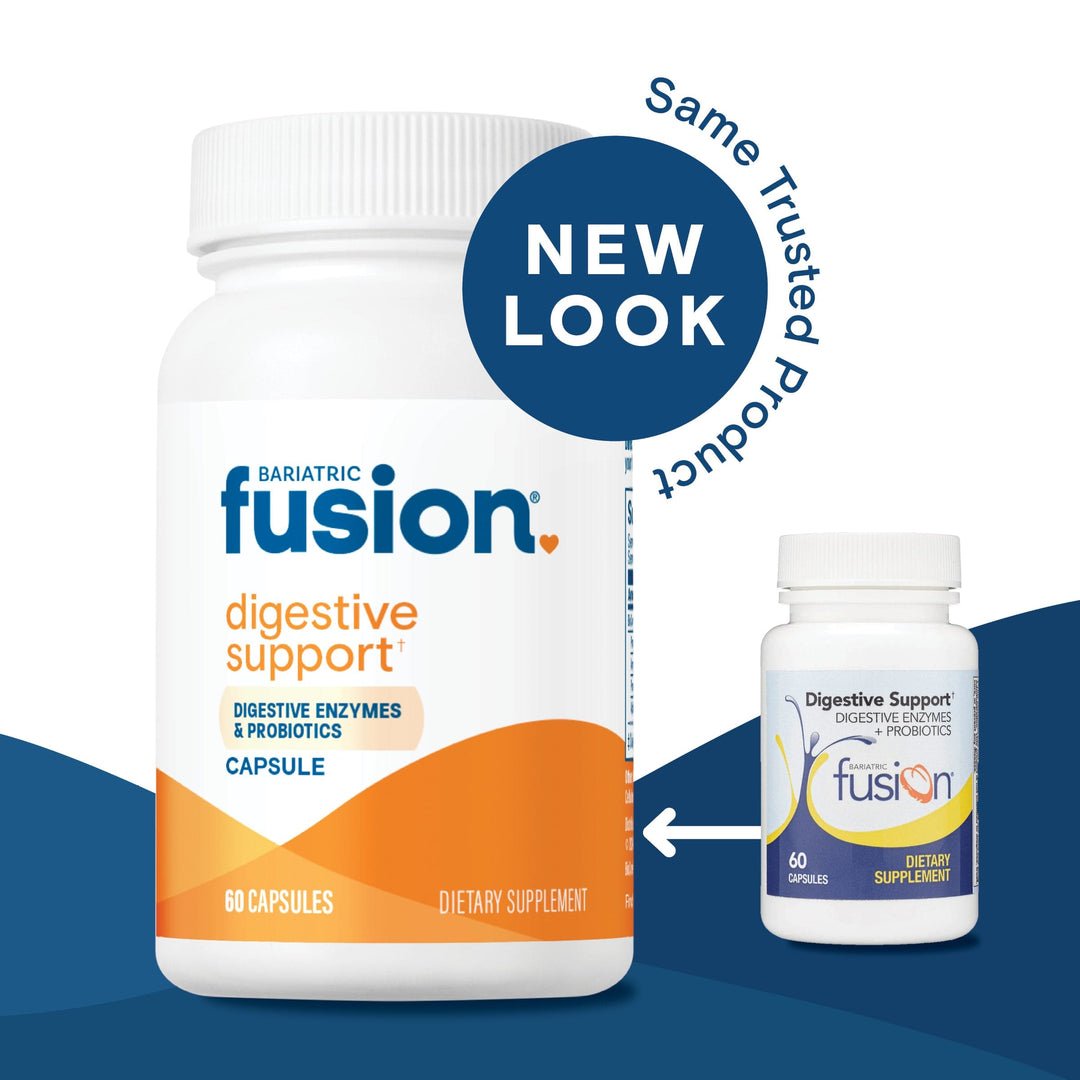 Bariatric Digestive Support: Digestive Enzymes and probiotics capsules new look, same trusted product.