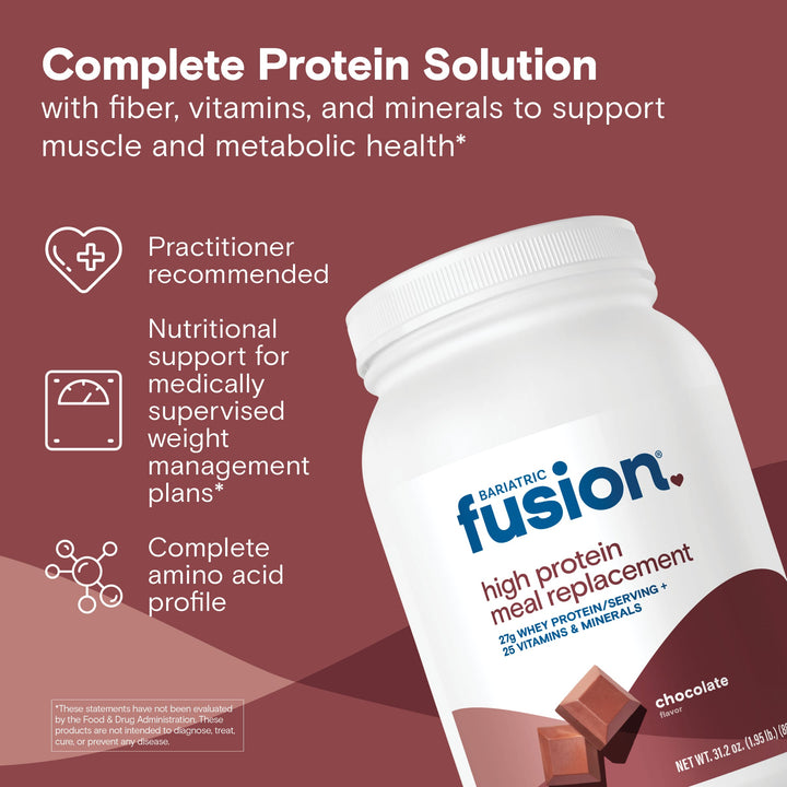Bariatric Fusion Chocolate High Protein Meal Replacement complete protein solution with fiber, vitamins, and minerals to support muscle and metabolic health*
