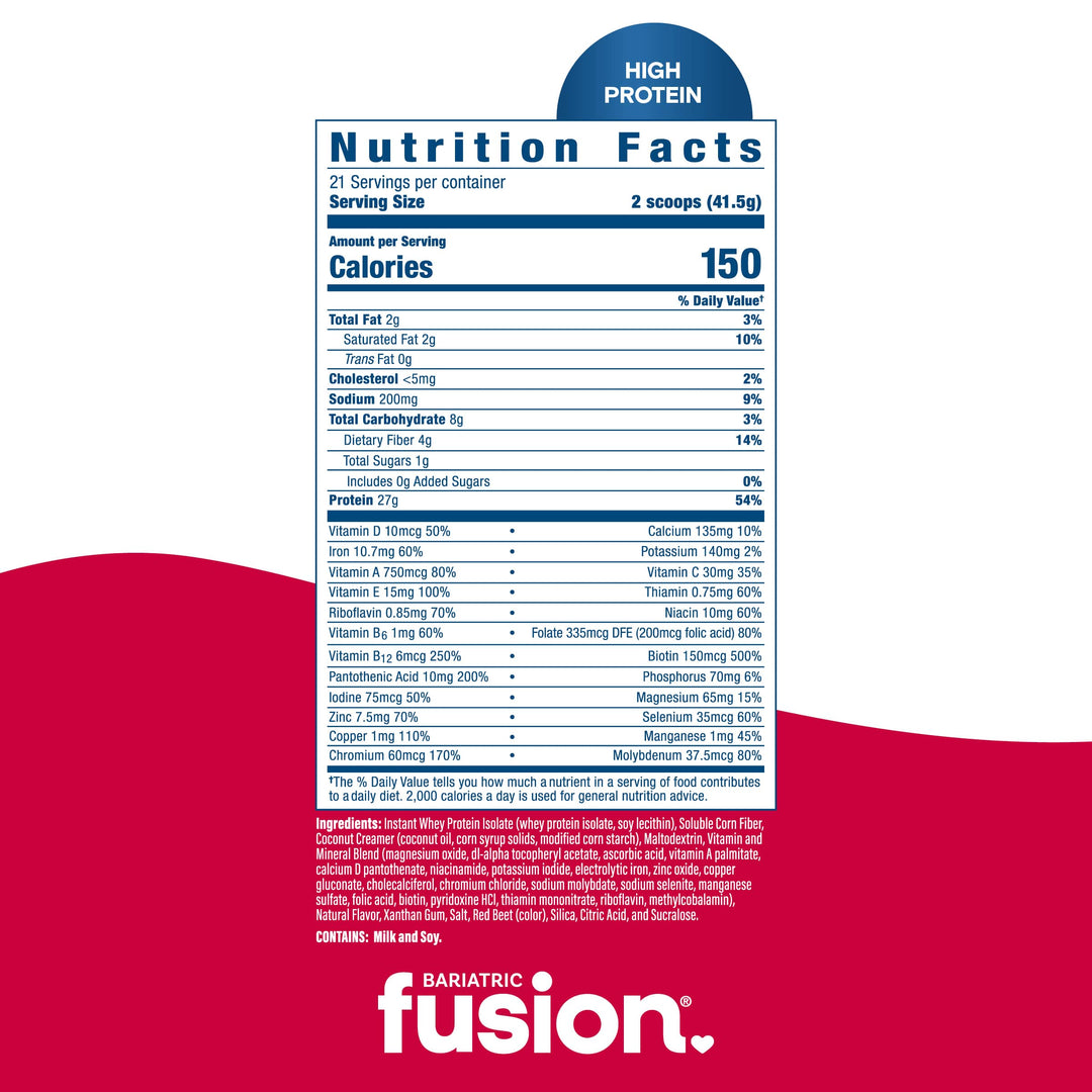 Bariatric Fusion Strawberry High Protein Meal Replacement supplement facts