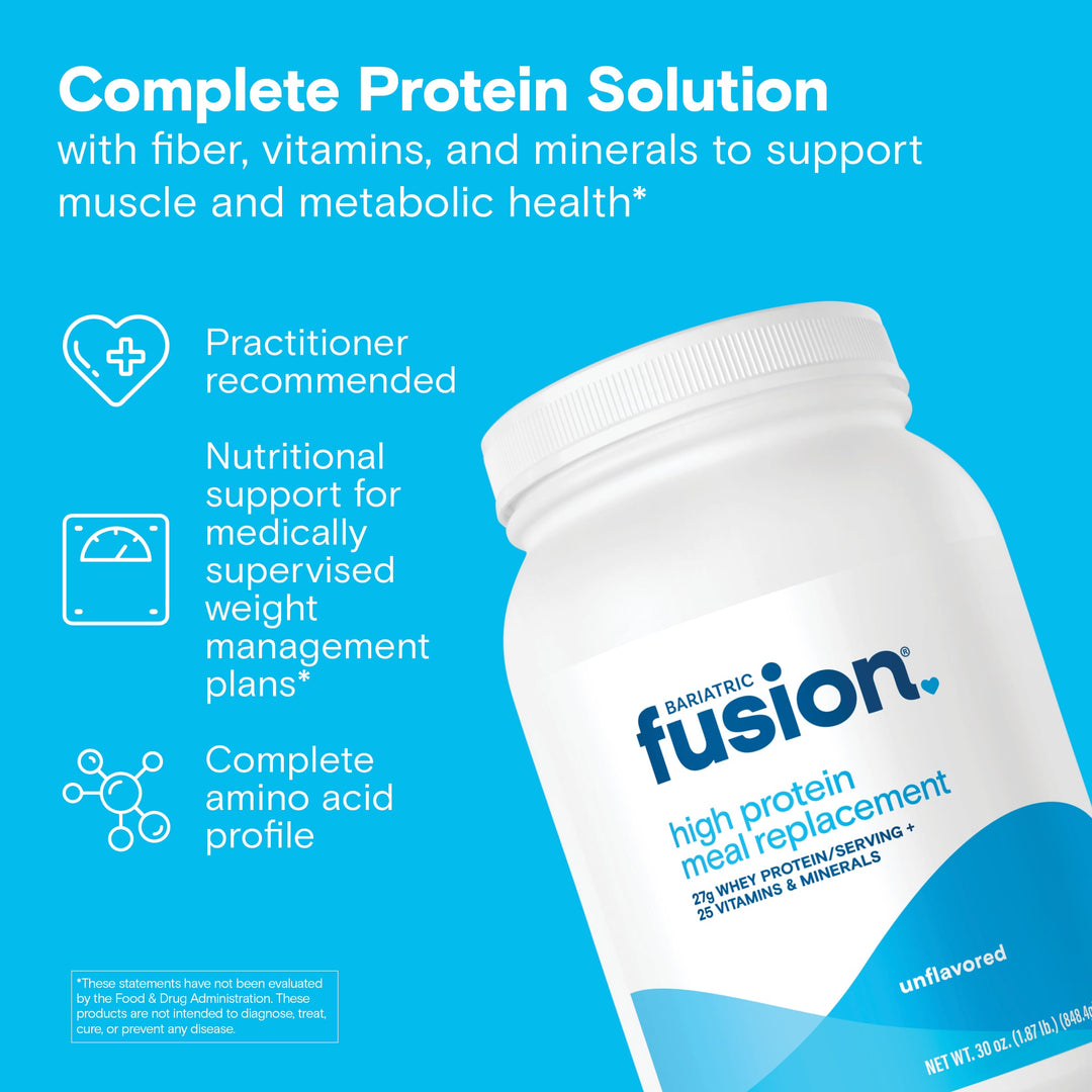Bariatric Fusion Unflavored High Protein Meal Replacement complete protein solution with fiber, vitamins, and minerals to support muscle and metabolic health*