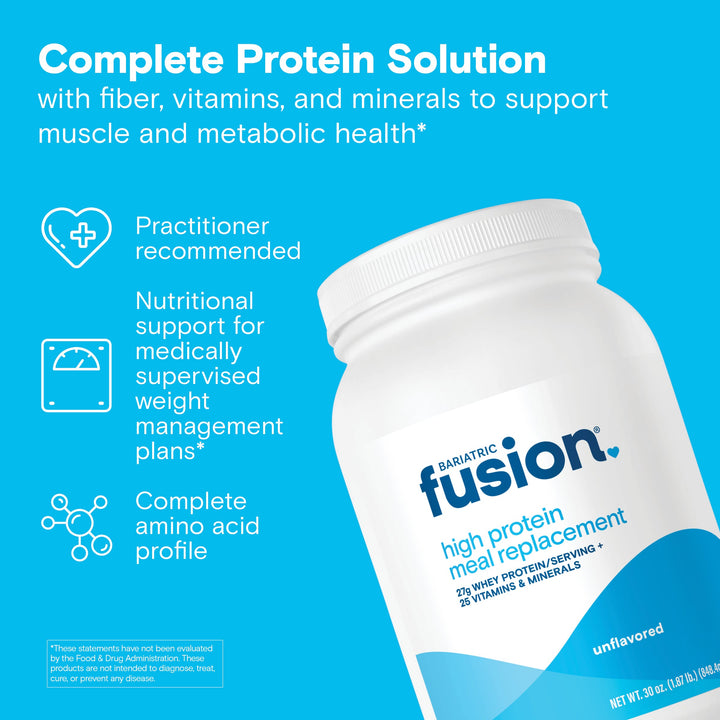 Bariatric Fusion Unflavored High Protein Meal Replacement complete protein solution with fiber, vitamins, and minerals to support muscle and metabolic health*