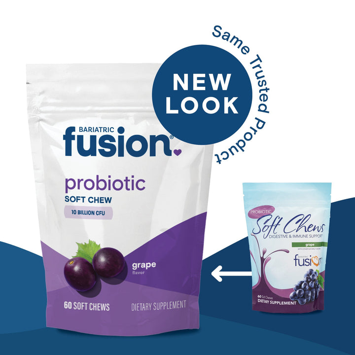 Bariatric Fusion Grape Probiotic Soft Chew new look, same trusted product.