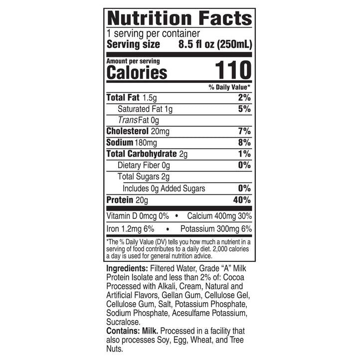 Unjury Rich Chocolate High Protein Shake Nutrition Facts