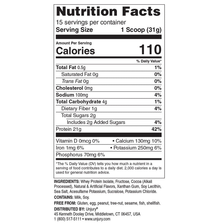 Unjury Chocolate High Whey Protein Nutrition Facts