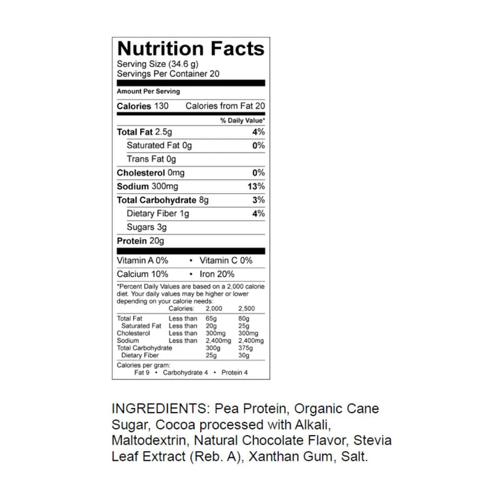 Unjury Vegan Chocolate High Protein Powder Nutrition Facts