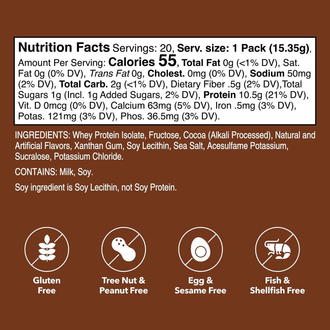 Chocolate Whey Protein Single-Serve Stick Packets