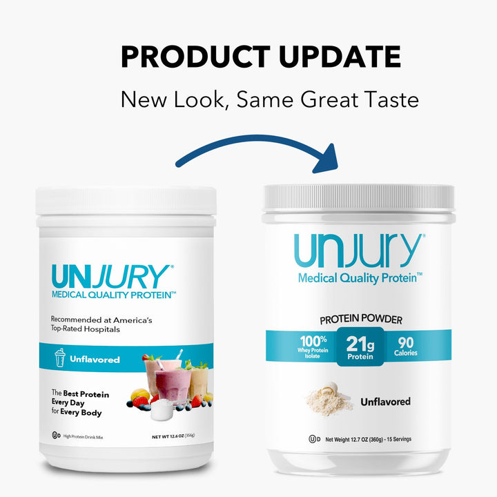 Unjury Unflavored High Whey Protein Powder new look, same great product.