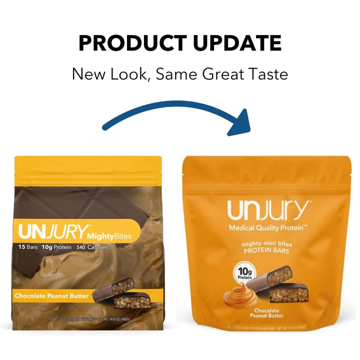 Unjury Chocolate Peanut Butter Mini Protein Bars New look, same great taste.