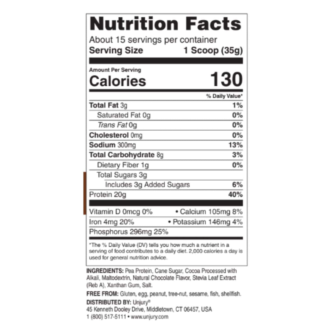 Unjury Vegan Chocolate High Protein Powder Nutrition Facts