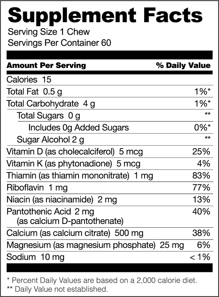 Bariatric Fusion Caramel Bariatric Calcium Citrate Soft Chew Supplement Facts