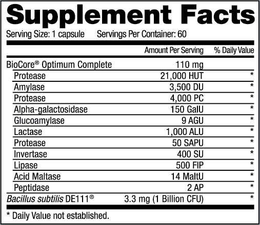 Bariatric Fusion Digestive Support: Digestive Enzymes + Probiotics Supplement Facts