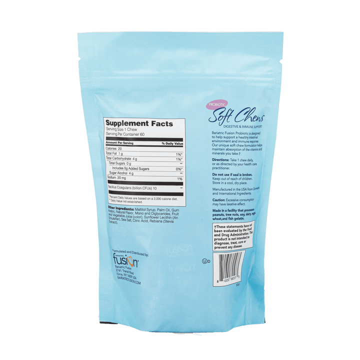 Bariatric Fusion Grape Probiotic Soft Chew back of bag