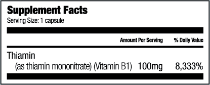 Bariatric Fusion Vitamin B1 (Thiamin) 100 mg supplement facts